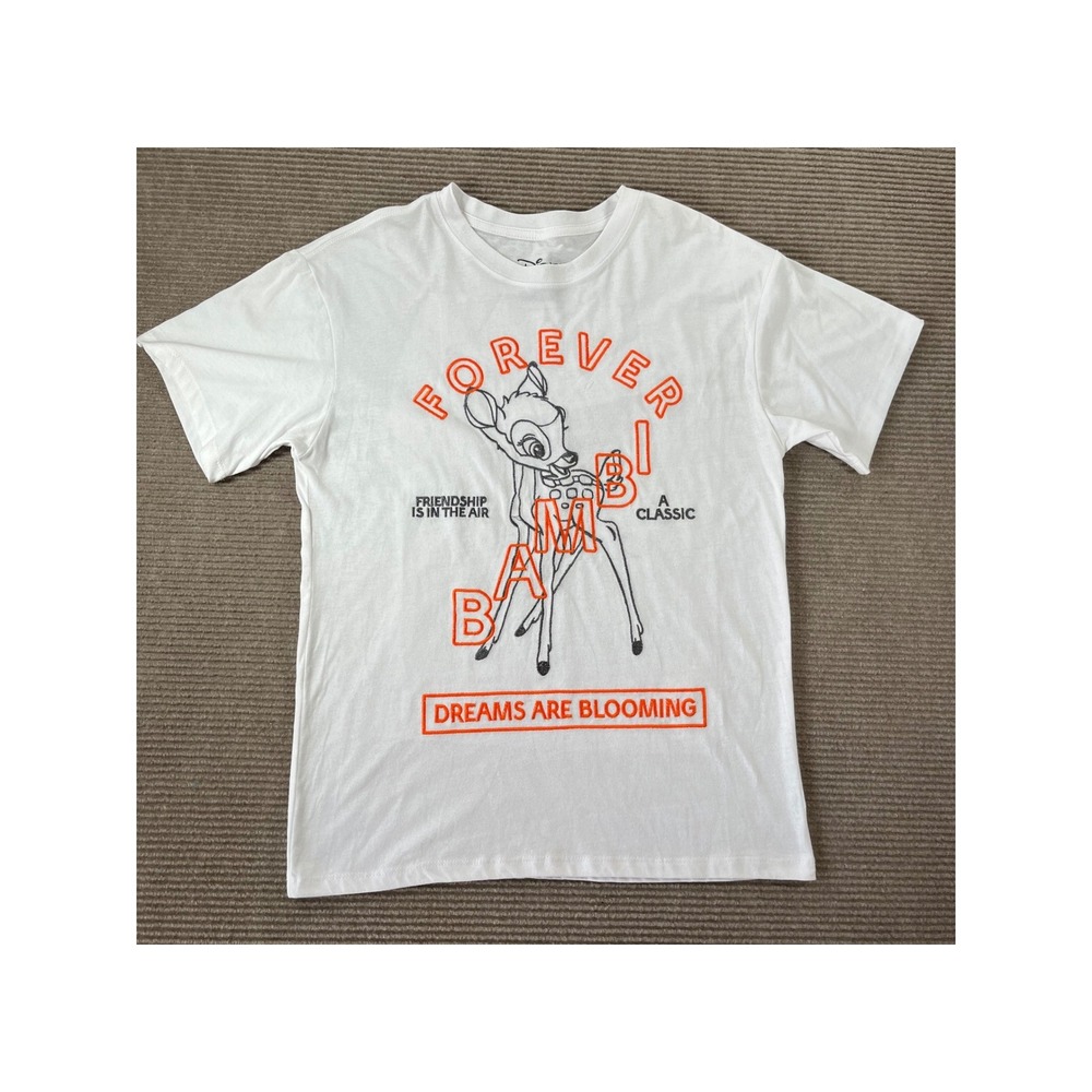 Disney Forever Bambi Graphic T-Shirt White Orange Dreams are‎ Blooming Small 3-5